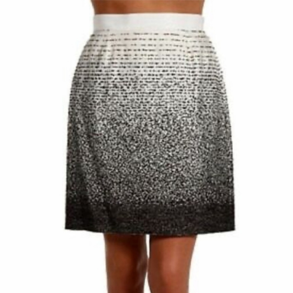 Kate Spade Long Kylie Clotted Cream Black Dot Ombre Skirt 12 NWOT